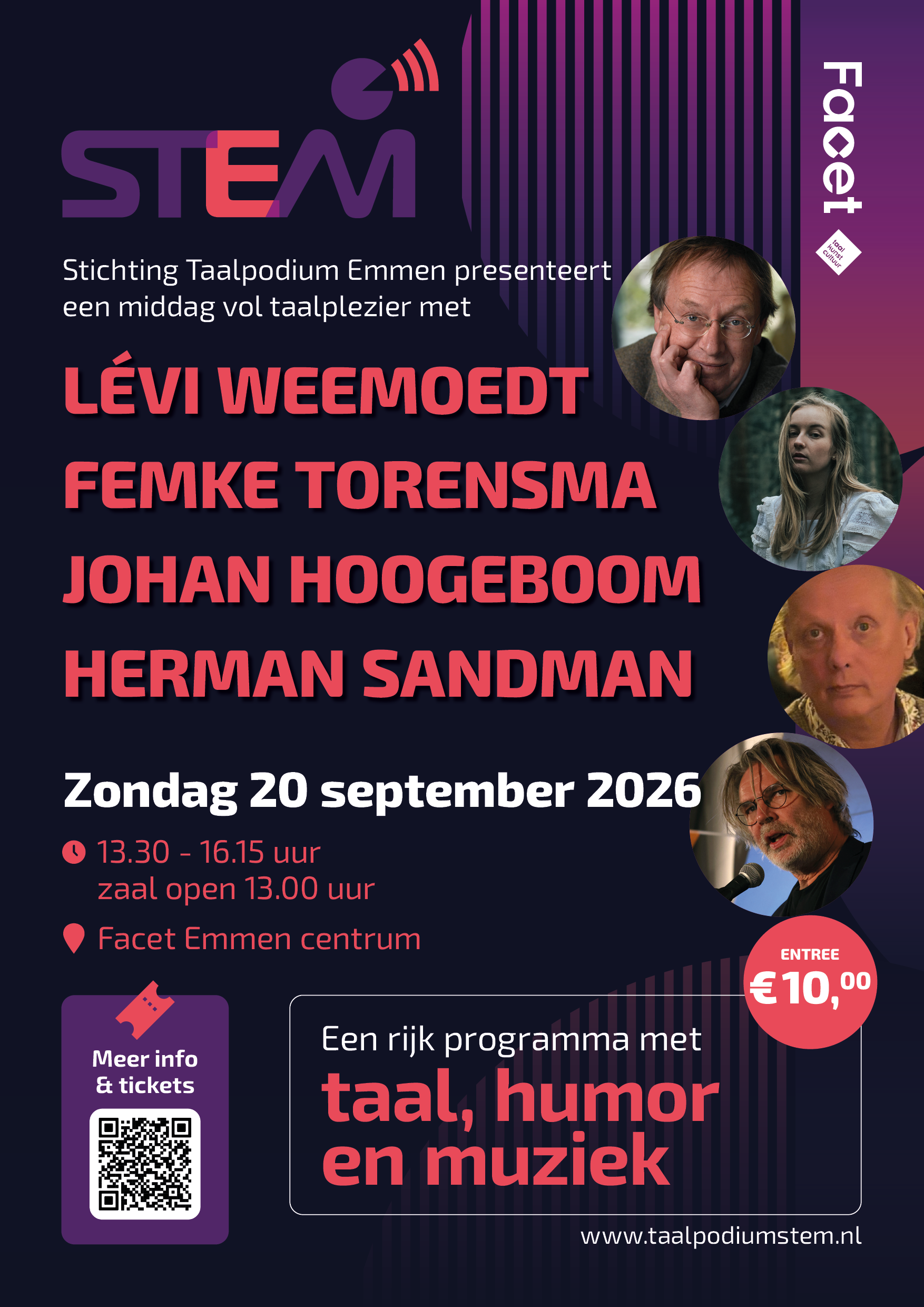 Poster middag vol poëzie & taalplezier humor en muziek